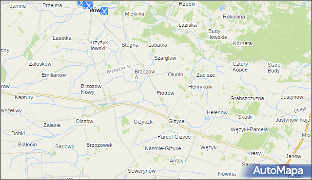 mapa Piotrów gmina Iłów, Piotrów gmina Iłów na mapie Targeo
