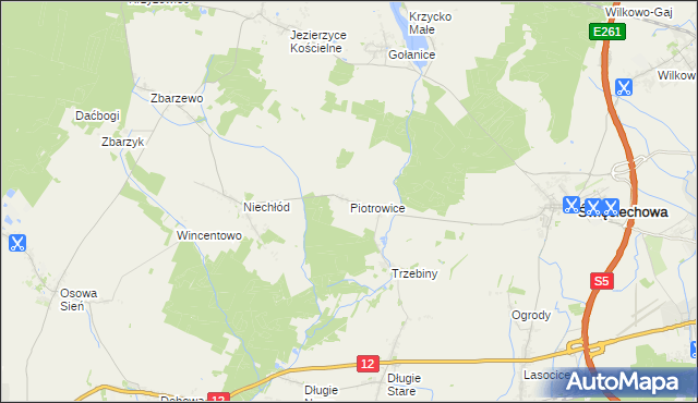 mapa Piotrowice gmina Święciechowa, Piotrowice gmina Święciechowa na mapie Targeo