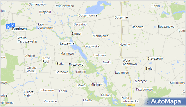 mapa Piotrowo gmina Chodecz, Piotrowo gmina Chodecz na mapie Targeo