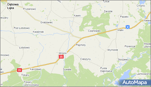 mapa Pląchoty, Pląchoty na mapie Targeo