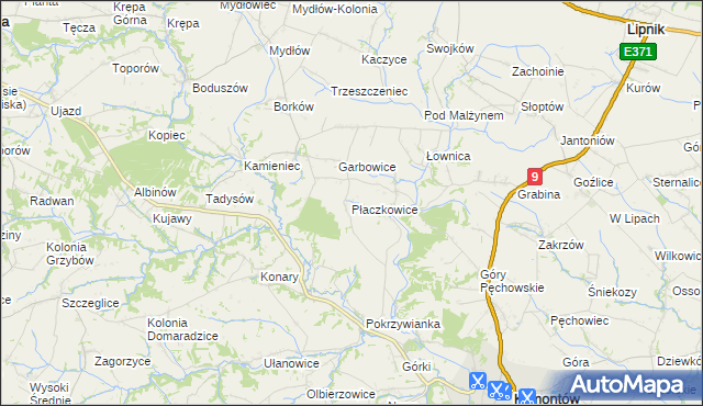 mapa Płaczkowice, Płaczkowice na mapie Targeo