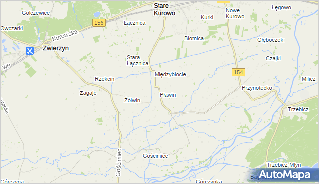 mapa Pławin gmina Stare Kurowo, Pławin gmina Stare Kurowo na mapie Targeo