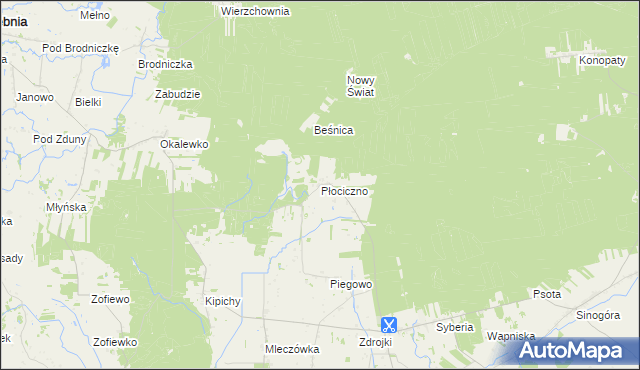 mapa Płociczno gmina Lubowidz, Płociczno gmina Lubowidz na mapie Targeo