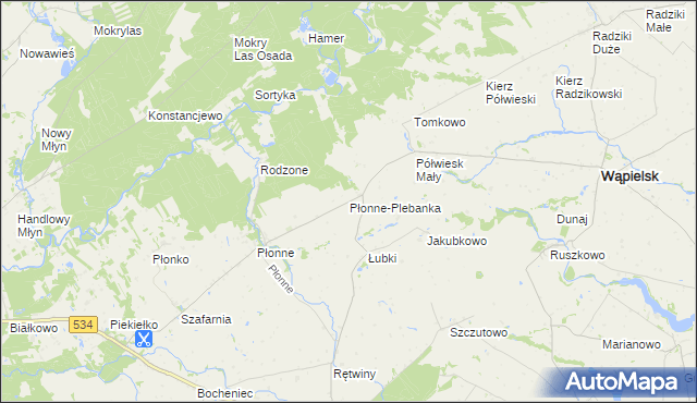 mapa Płonne-Plebanka, Płonne-Plebanka na mapie Targeo