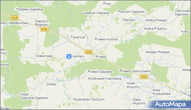 mapa Pniewo gmina Zatory, Pniewo gmina Zatory na mapie Targeo