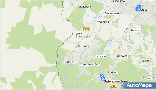 mapa Pobiedna gmina Leśna, Pobiedna gmina Leśna na mapie Targeo