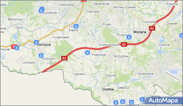 mapa Podbucze gmina Godów, Podbucze gmina Godów na mapie Targeo