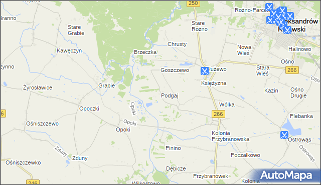 mapa Podgaj gmina Aleksandrów Kujawski, Podgaj gmina Aleksandrów Kujawski na mapie Targeo