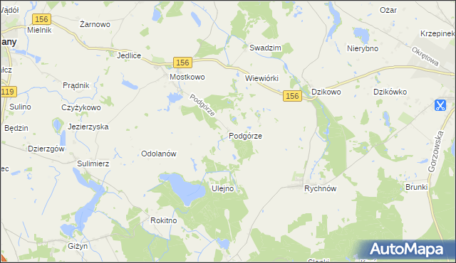 mapa Podgórze gmina Barlinek, Podgórze gmina Barlinek na mapie Targeo