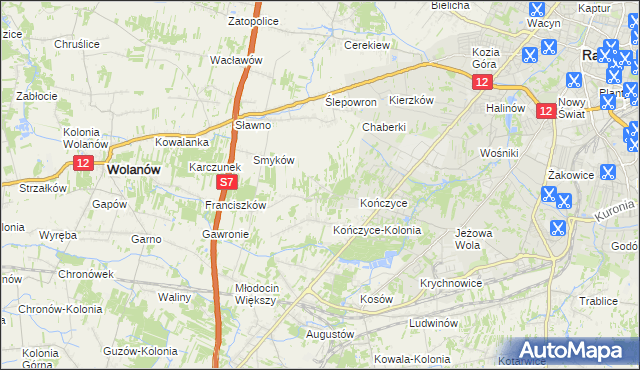 mapa Podkończyce, Podkończyce na mapie Targeo