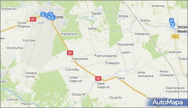 mapa Podmurowaniec, Podmurowaniec na mapie Targeo