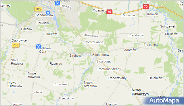 mapa Podstrobów, Podstrobów na mapie Targeo