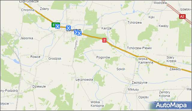 mapa Pogonów gmina Zbuczyn, Pogonów gmina Zbuczyn na mapie Targeo