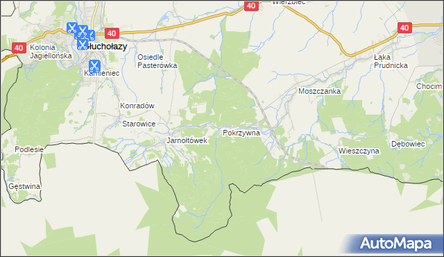 mapa Pokrzywna gmina Głuchołazy, Pokrzywna gmina Głuchołazy na mapie Targeo