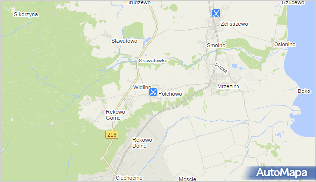 mapa Połchowo gmina Puck, Połchowo gmina Puck na mapie Targeo