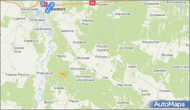 mapa Policzko, Policzko na mapie Targeo