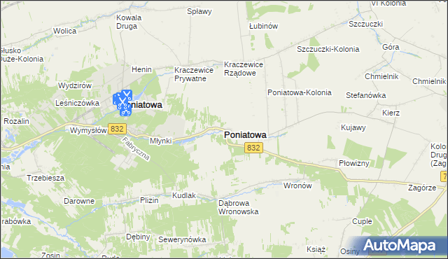 mapa Poniatowa powiat opolski, Poniatowa powiat opolski na mapie Targeo