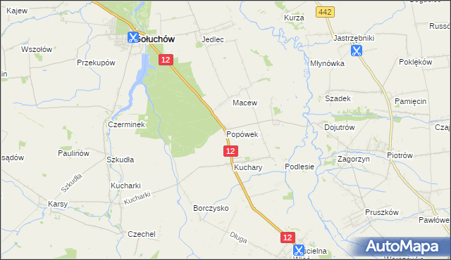 mapa Popówek gmina Gołuchów, Popówek gmina Gołuchów na mapie Targeo