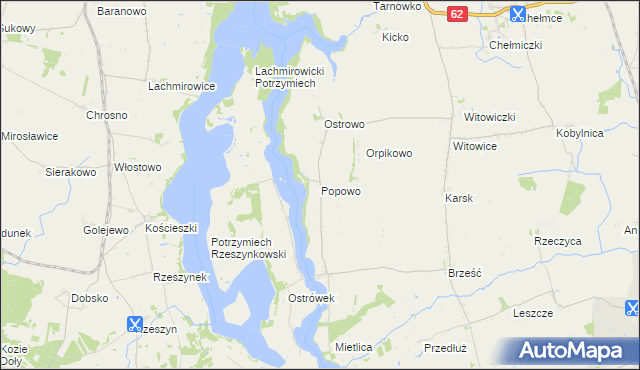 mapa Popowo gmina Kruszwica, Popowo gmina Kruszwica na mapie Targeo