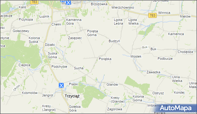 mapa Porąbka gmina Trzyciąż, Porąbka gmina Trzyciąż na mapie Targeo