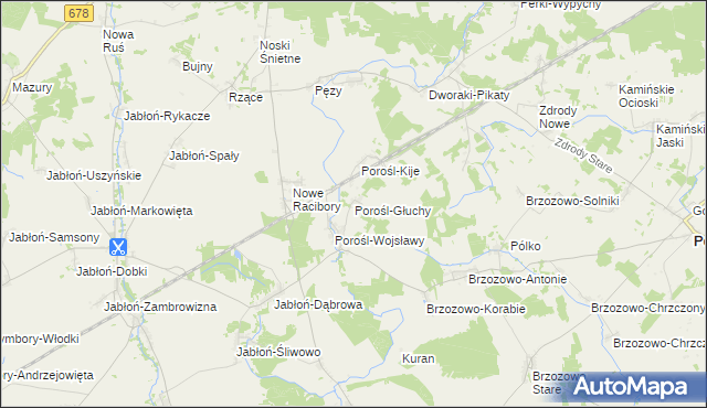 mapa Porośl-Głuchy, Porośl-Głuchy na mapie Targeo