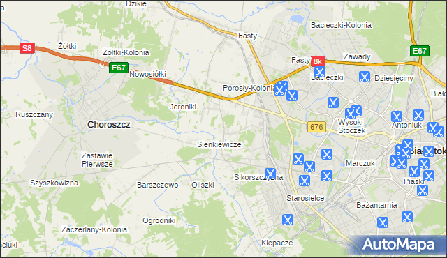 mapa Porosły, Porosły na mapie Targeo