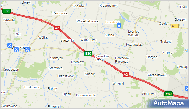 mapa Powodów Trzeci, Powodów Trzeci na mapie Targeo