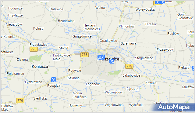 mapa Proszowice, Proszowice na mapie Targeo