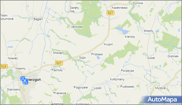 mapa Protowo, Protowo na mapie Targeo