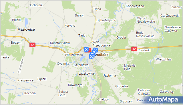 mapa Przedbórz powiat radomszczański, Przedbórz powiat radomszczański na mapie Targeo