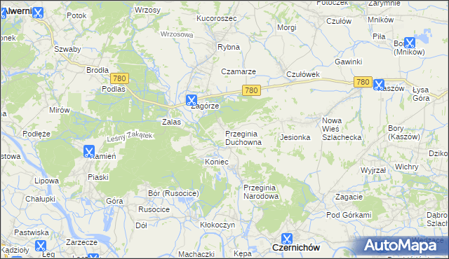 mapa Przeginia Duchowna, Przeginia Duchowna na mapie Targeo