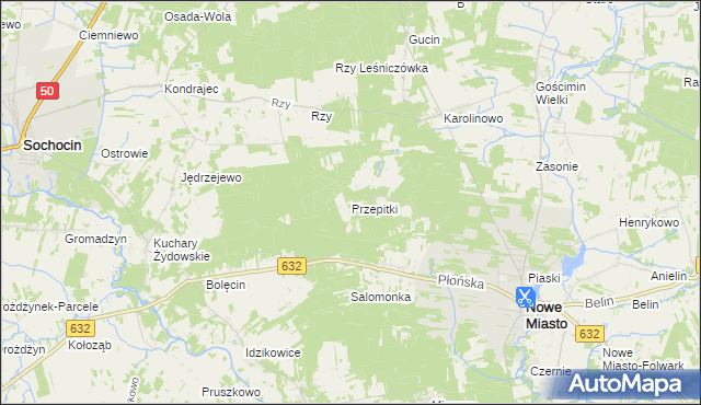 mapa Przepitki gmina Nowe Miasto, Przepitki gmina Nowe Miasto na mapie Targeo