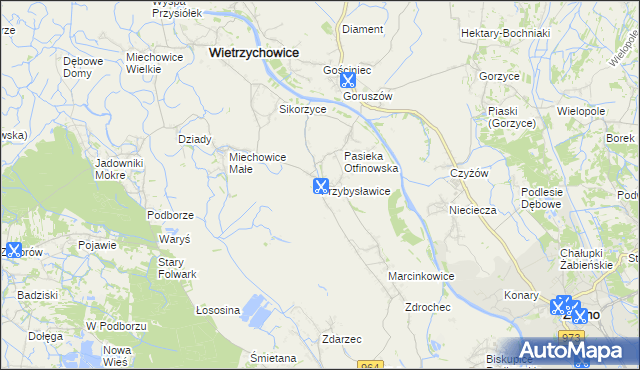 mapa Przybysławice gmina Radłów, Przybysławice gmina Radłów na mapie Targeo
