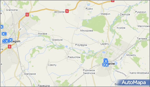 mapa Przyłęgów, Przyłęgów na mapie Targeo