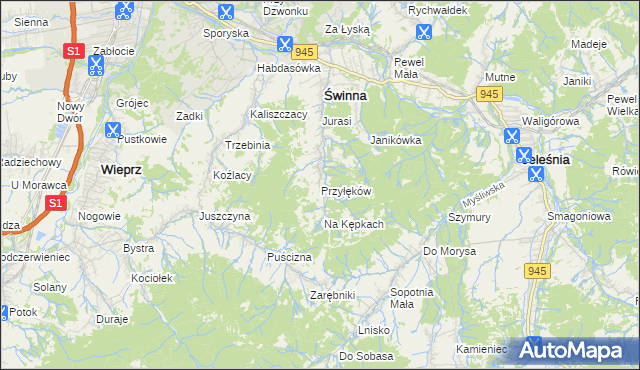 mapa Przyłęków, Przyłęków na mapie Targeo