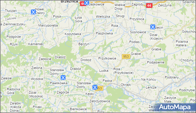 mapa Przytkowice, Przytkowice na mapie Targeo