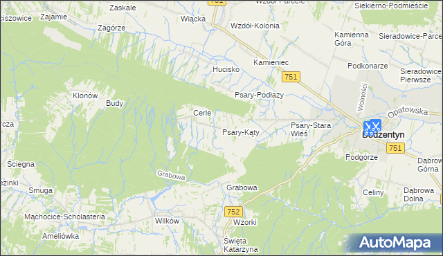 mapa Psary-Kąty, Psary-Kąty na mapie Targeo