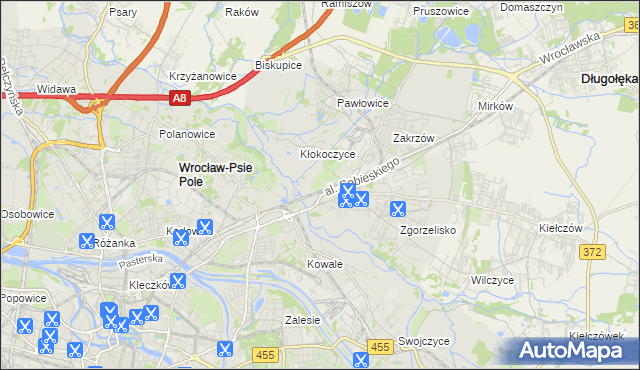mapa Psie Pole gmina Wrocław, Psie Pole gmina Wrocław na mapie Targeo