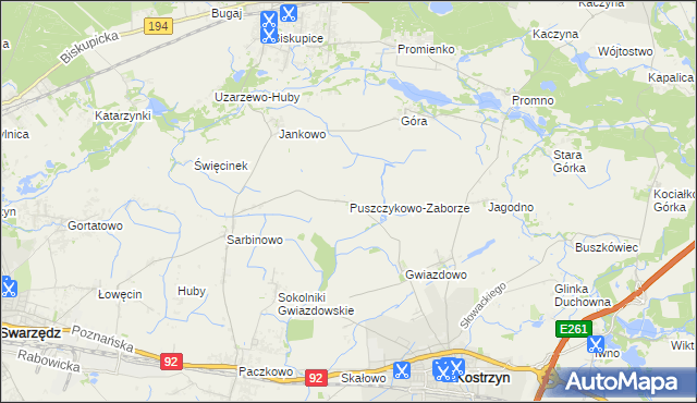 mapa Puszczykowo-Zaborze, Puszczykowo-Zaborze na mapie Targeo