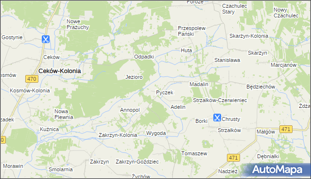 mapa Pyczek, Pyczek na mapie Targeo