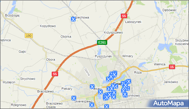 mapa Pyszczynek, Pyszczynek na mapie Targeo