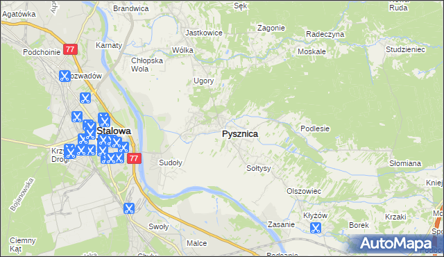 mapa Pysznica, Pysznica na mapie Targeo