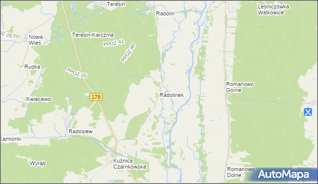 mapa Radolinek, Radolinek na mapie Targeo