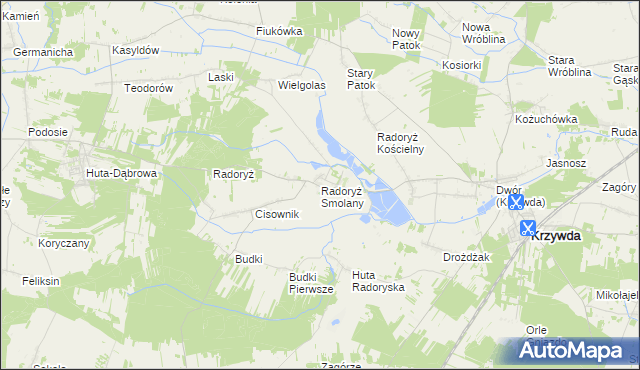 mapa Radoryż Smolany, Radoryż Smolany na mapie Targeo