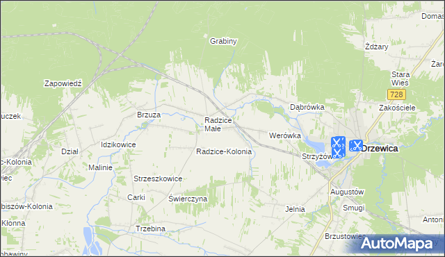 mapa Radzice Duże, Radzice Duże na mapie Targeo