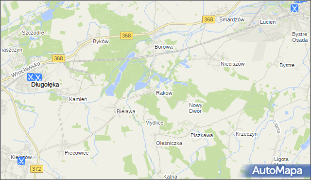 mapa Raków gmina Długołęka, Raków gmina Długołęka na mapie Targeo