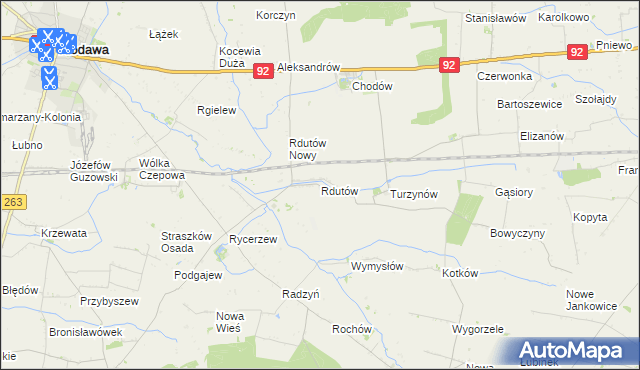 mapa Rdutów gmina Chodów, Rdutów gmina Chodów na mapie Targeo