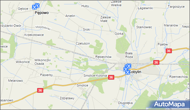 mapa Rębiechów, Rębiechów na mapie Targeo