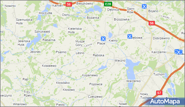 mapa Rębiska gmina Szemud, Rębiska gmina Szemud na mapie Targeo