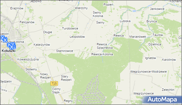 mapa Rewica-Kolonia, Rewica-Kolonia na mapie Targeo